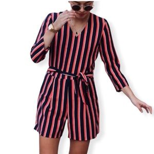 Banana Republic Stripe Belted Vee Romper Size 8